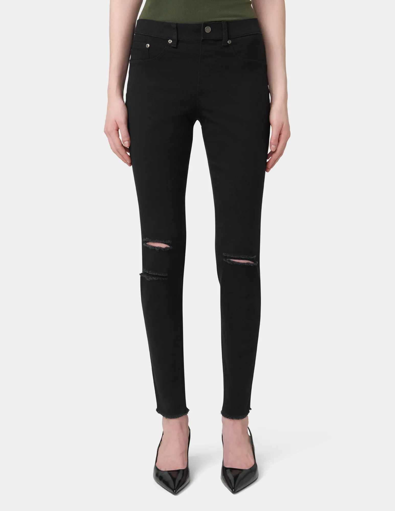 Ripped Knee Denim Leggings