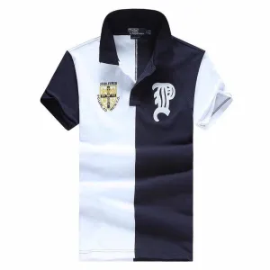 RL Slim Fit Big Pony Striped Shirts White Nvayblue