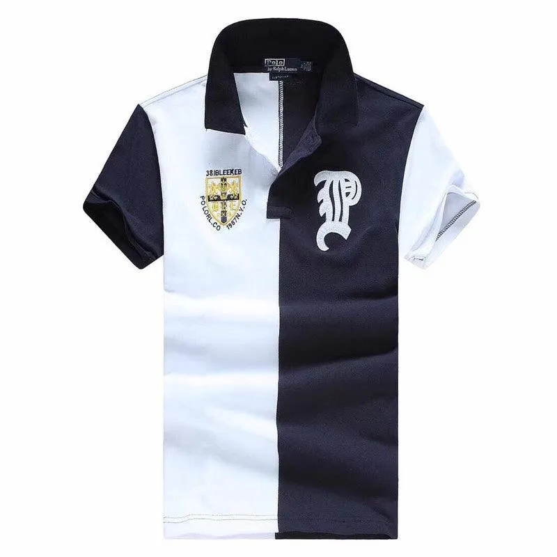 RL Slim Fit Big Pony Striped Shirts White Nvayblue