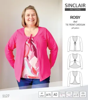 Rosy tie front cardigan with options (PDF)