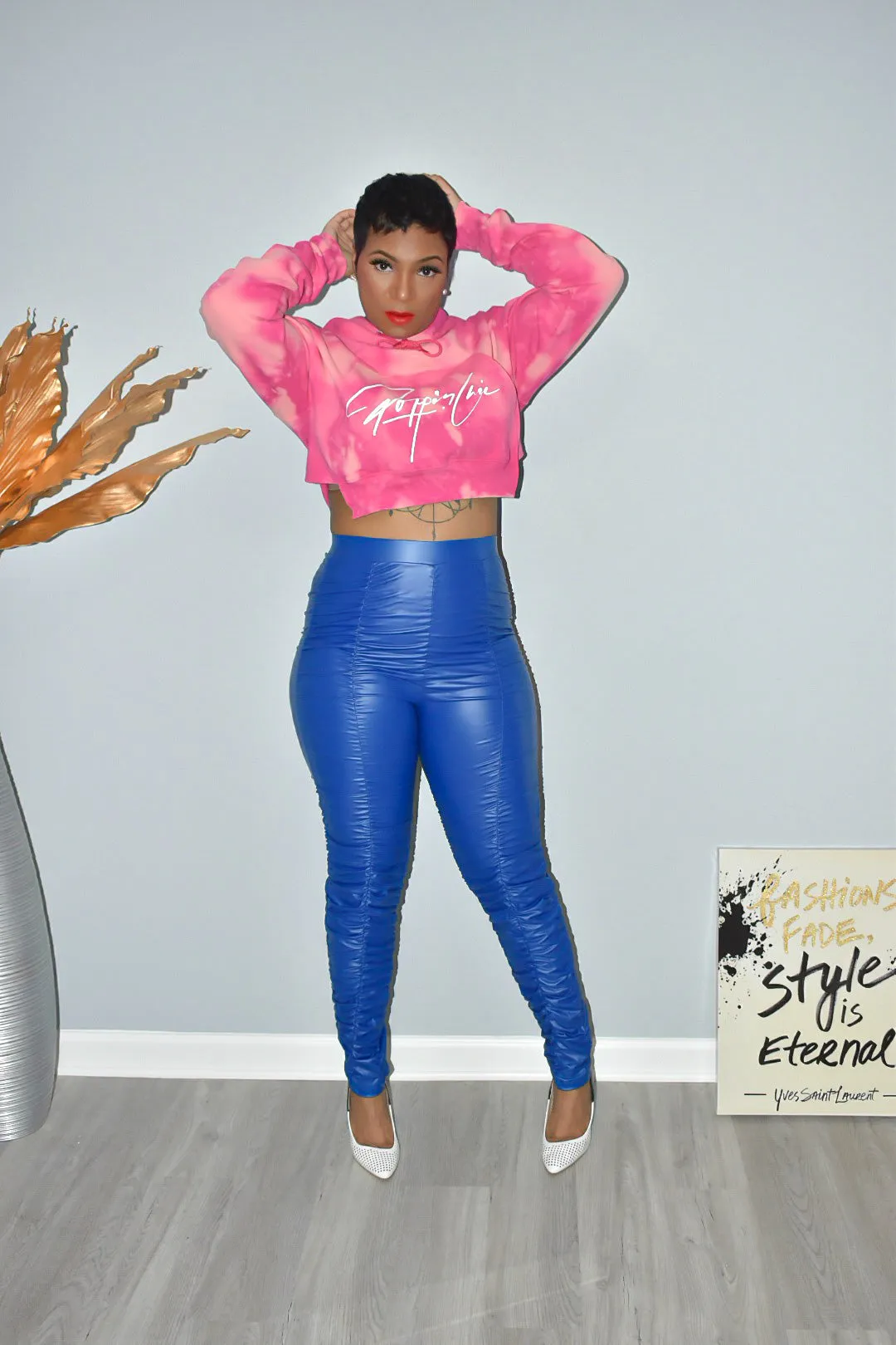 Ruched Leggings - Royal Blue