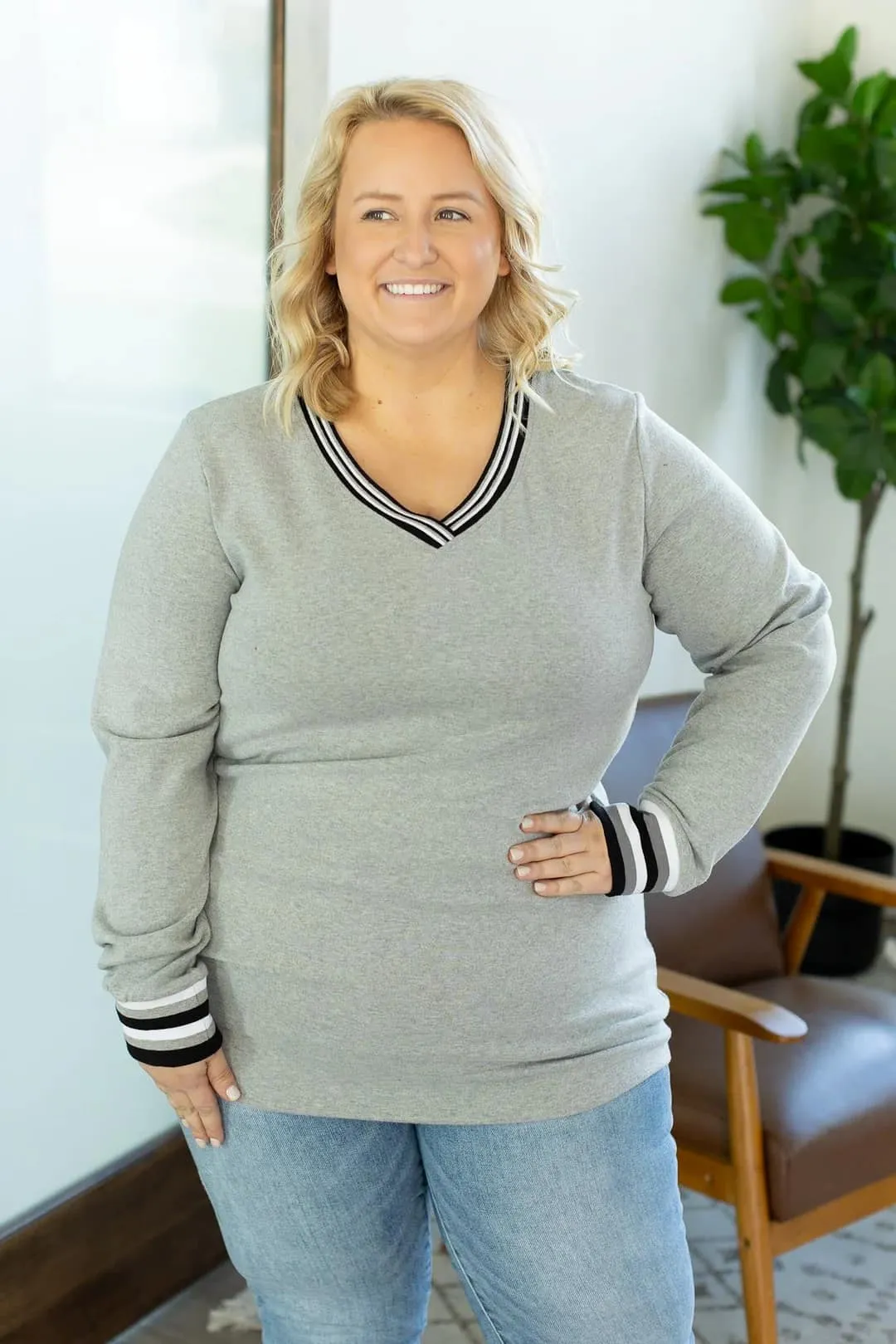 SALE- Sutton Triple Stretch Varsity Vneck Premium Pullover