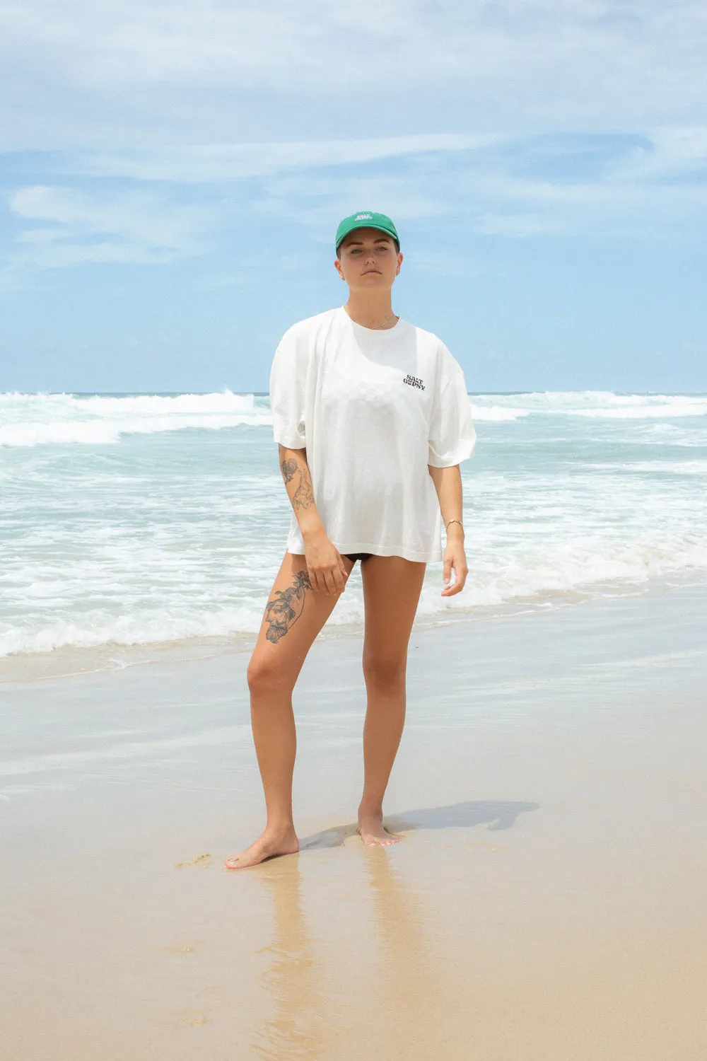 SALT GYPSY HEMP LOOSE FIT TEE - WHITE