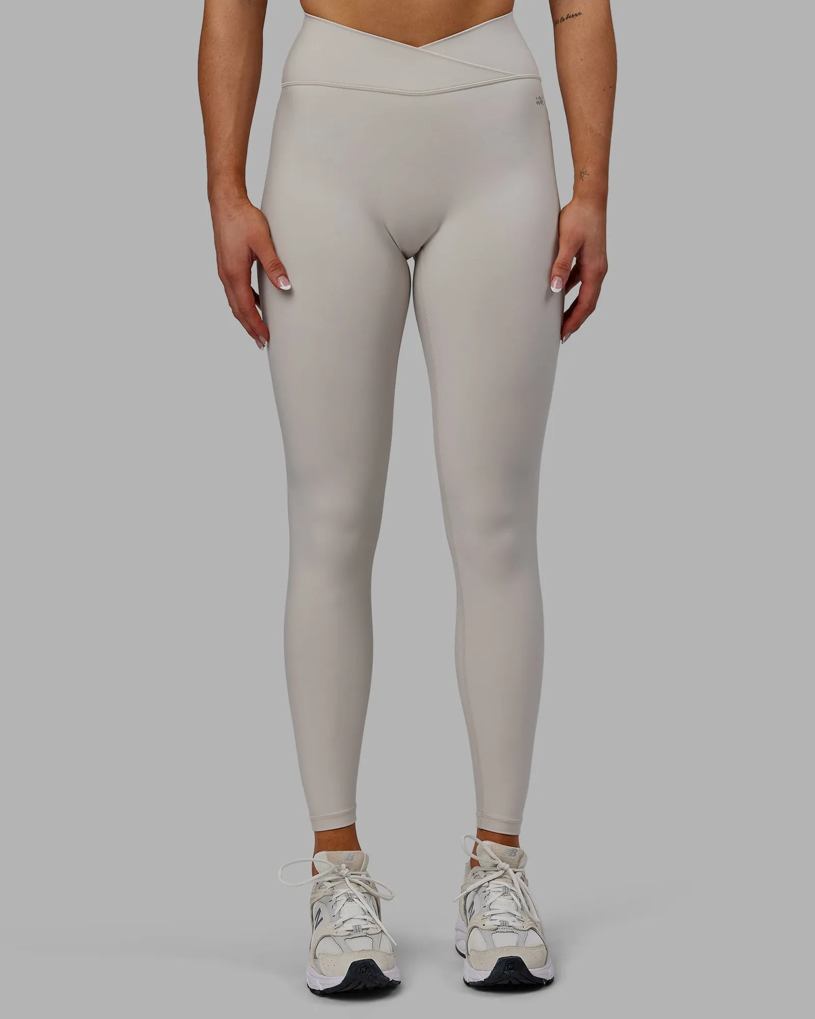 Sara Strike Cross Over Waist Full Length Tights - Shale Beige