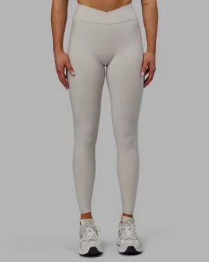 Sara Strike Cross Over Waist Full Length Tights - Shale Beige