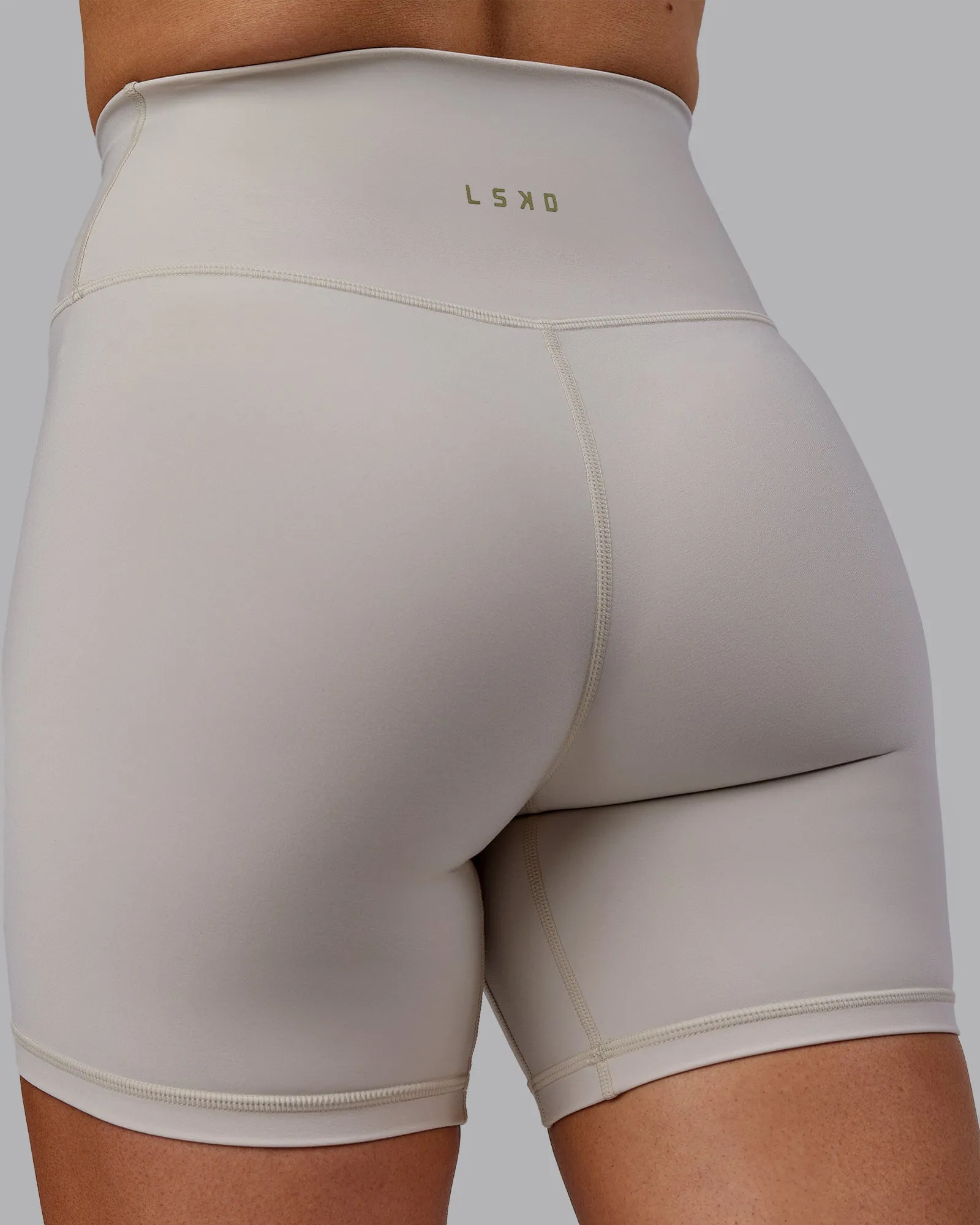 Sara Strike Cross Over Waist Mid Short Tights - Shale Beige
