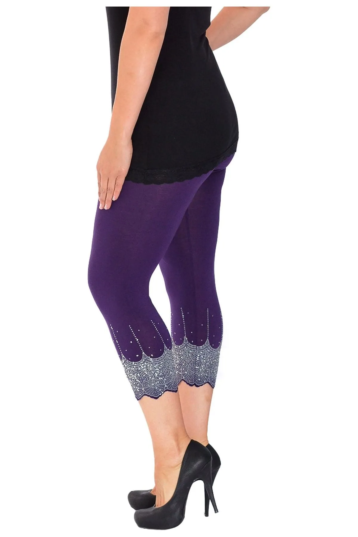 Scallop Edge Sequin Leggings