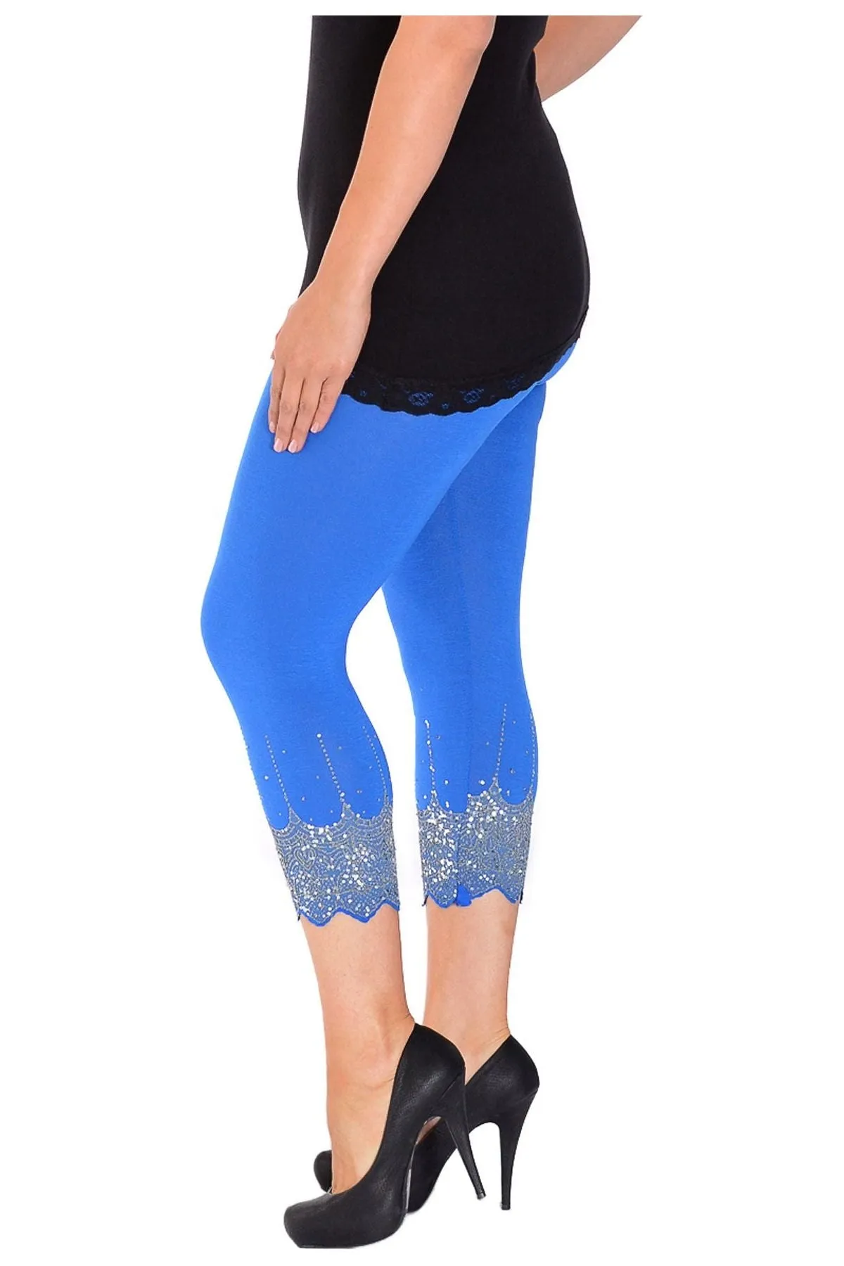 Scallop Edge Sequin Leggings