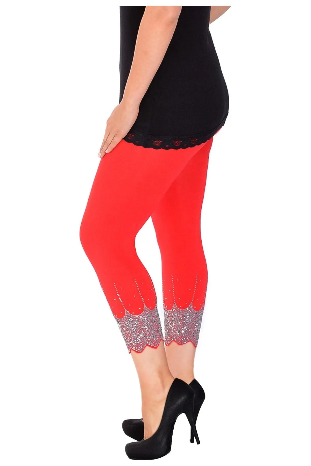 Scallop Edge Sequin Leggings