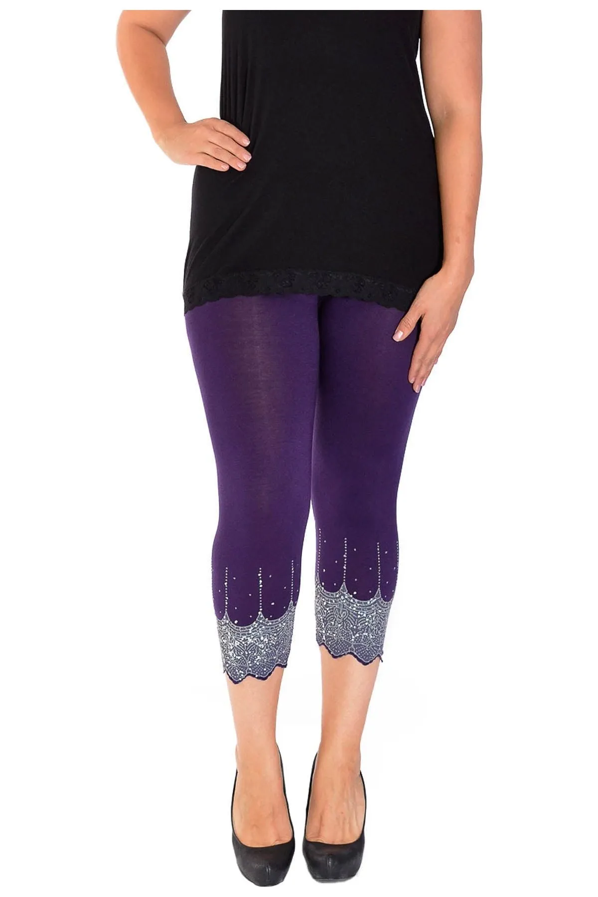Scallop Edge Sequin Leggings