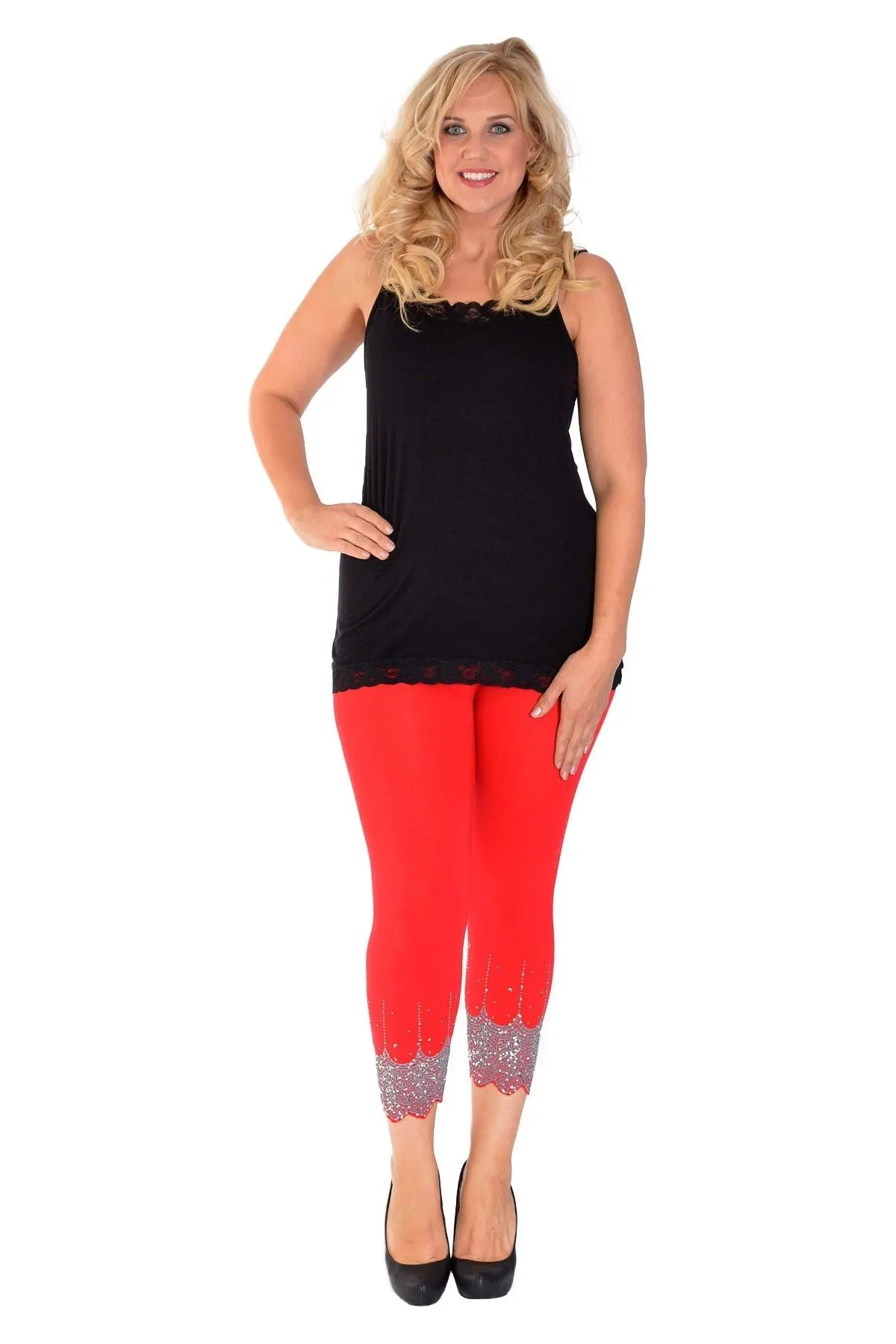 Scallop Edge Sequin Leggings