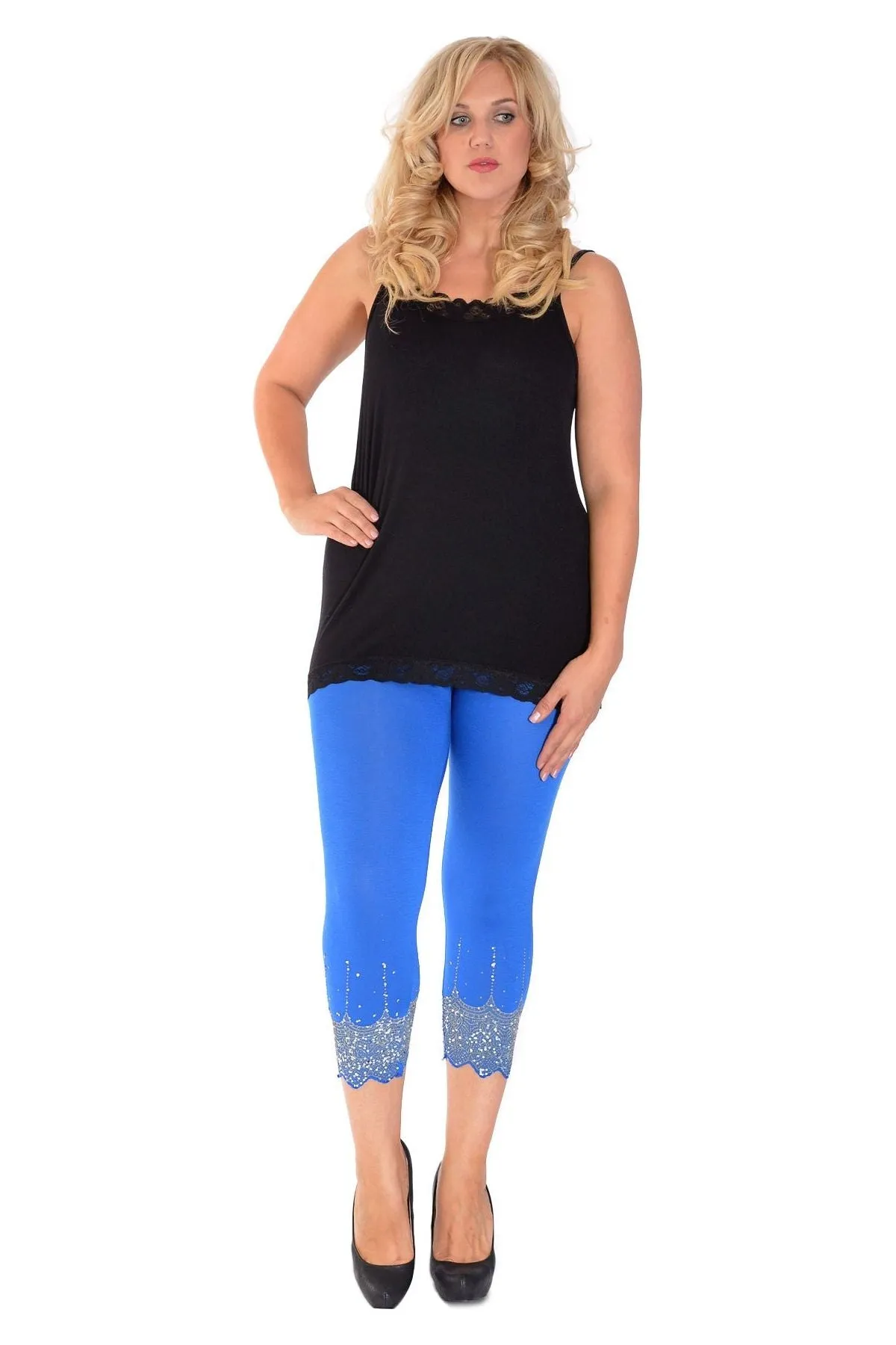 Scallop Edge Sequin Leggings