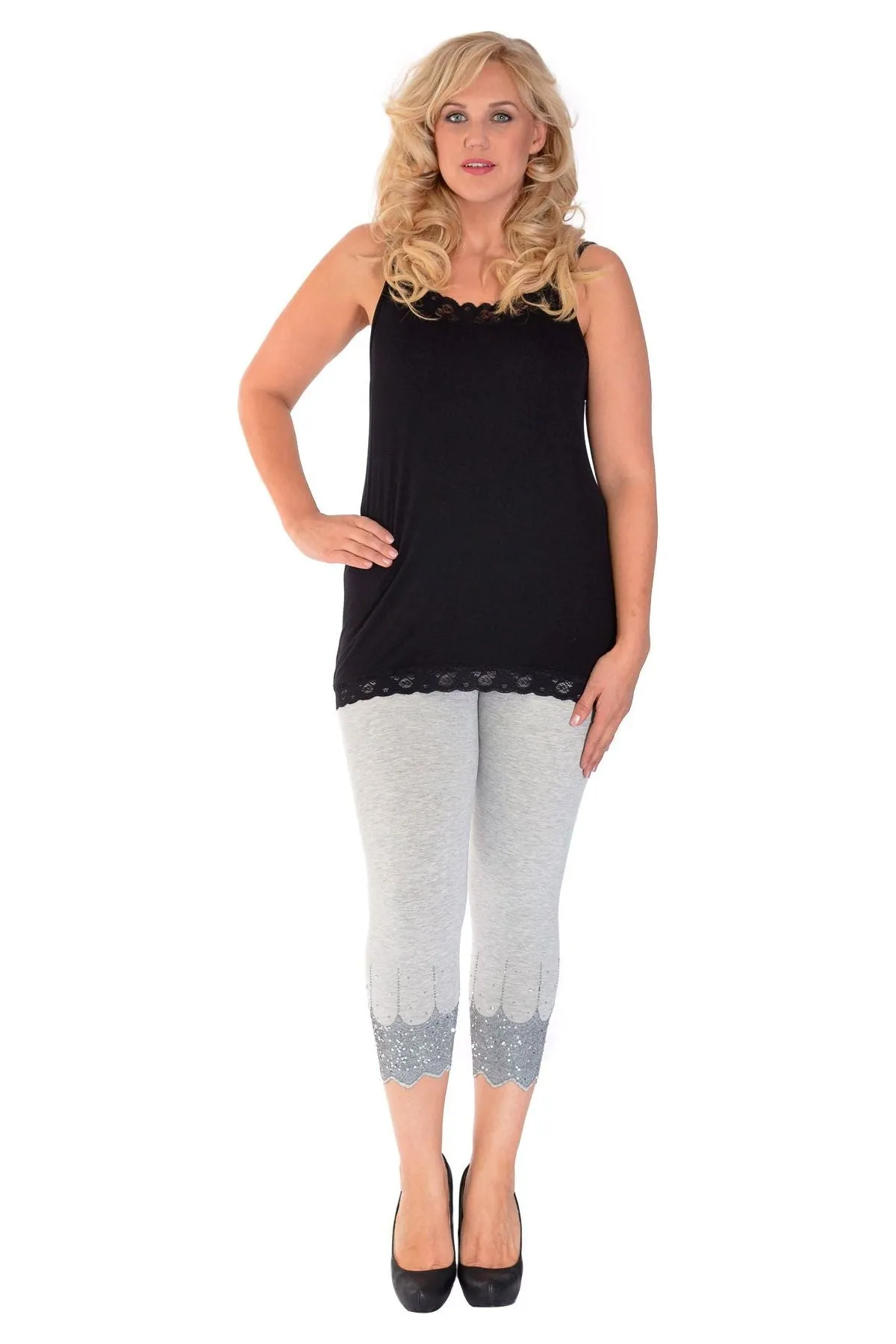 Scallop Edge Sequin Leggings