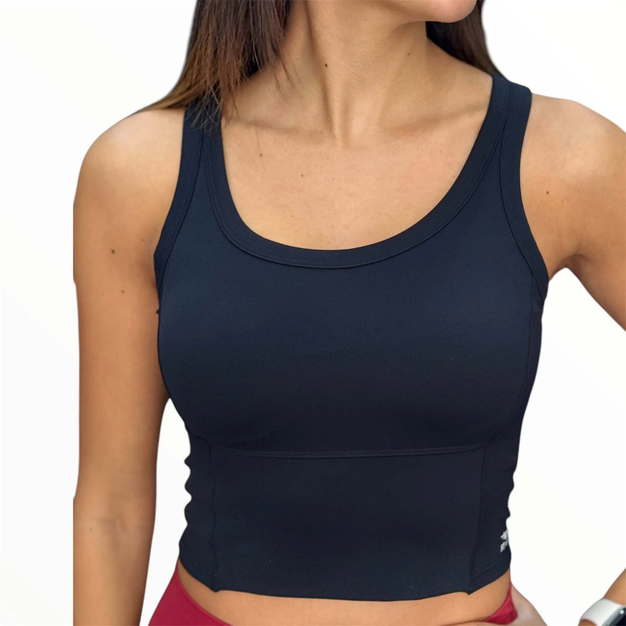 Sculpt Padded Crop Tank - Black