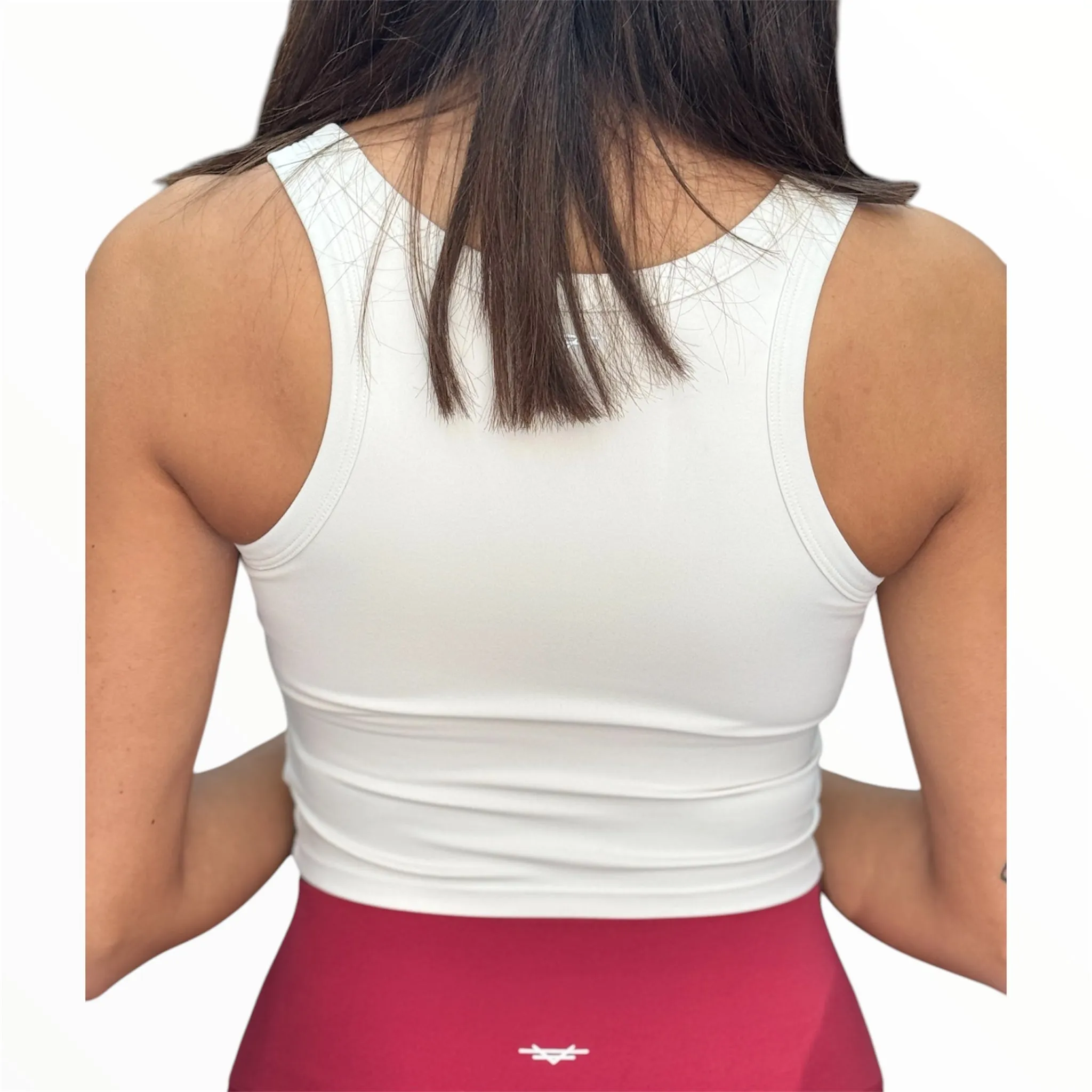 Sculpt Padded Crop Tank - Ivory