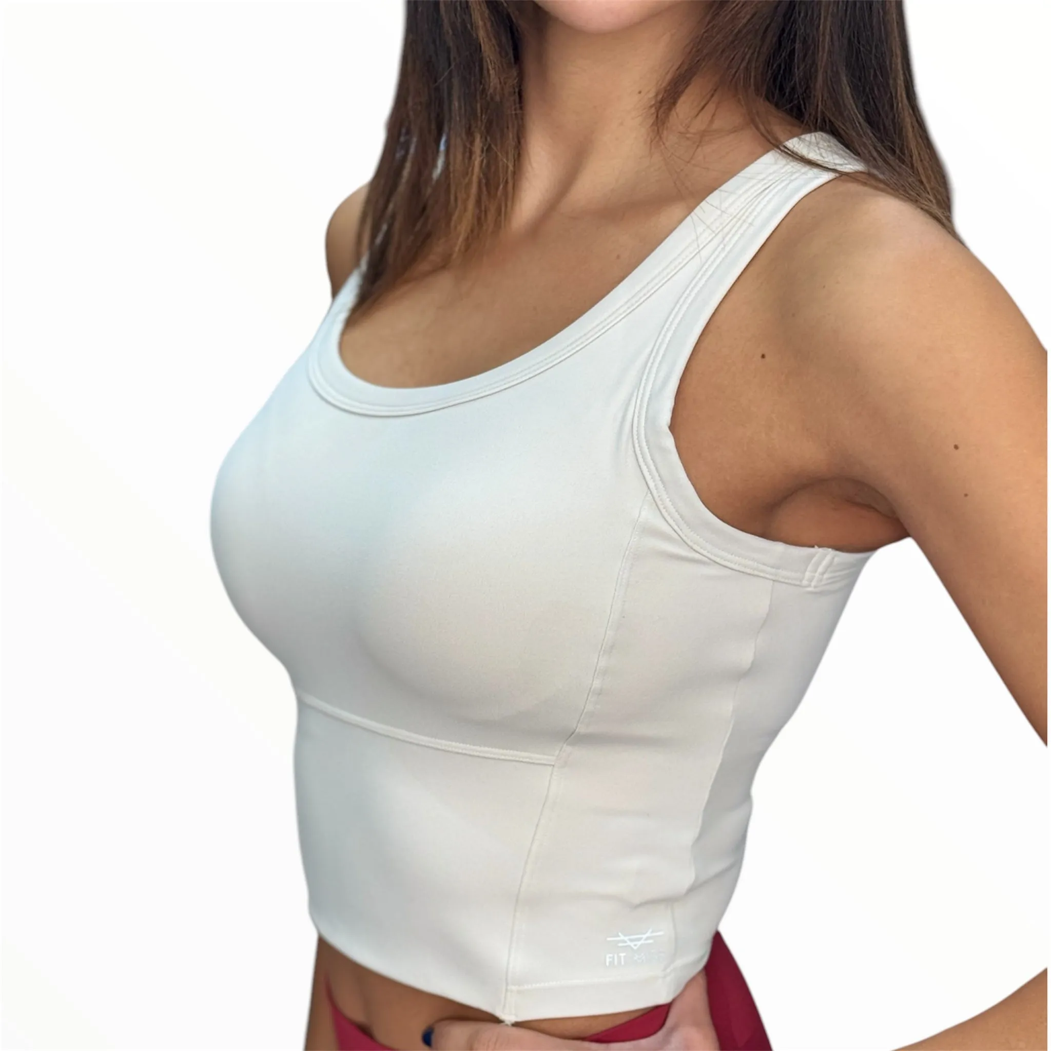 Sculpt Padded Crop Tank - Ivory