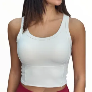 Sculpt Padded Crop Tank - Ivory