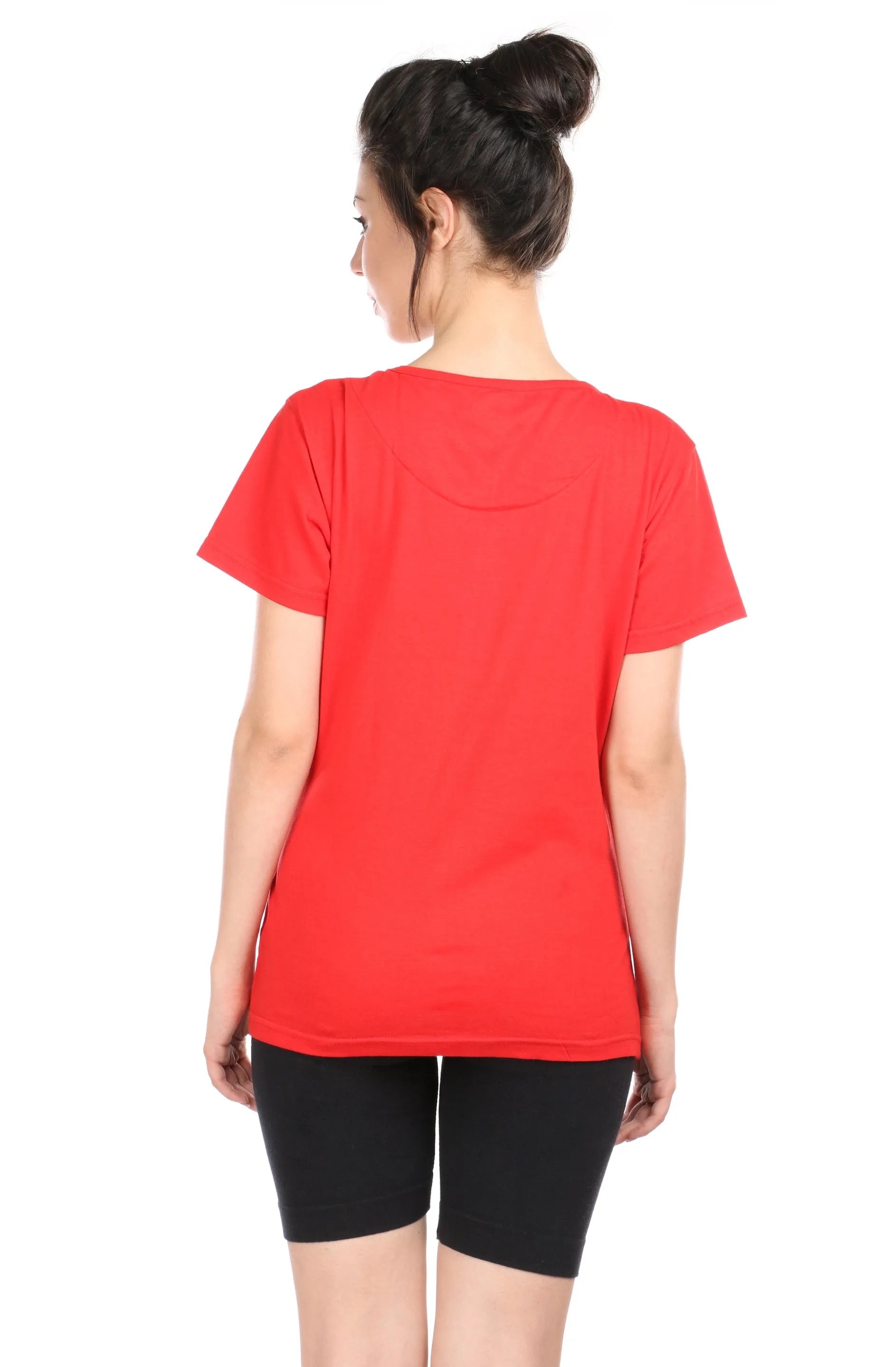 Semantic Women's Cotton T-Shirt - Star Print (Slim Fit)