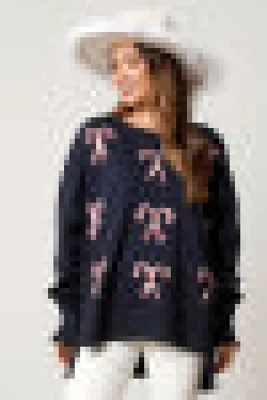 Sequin Candy Cane Loose Fit Sweatshirt