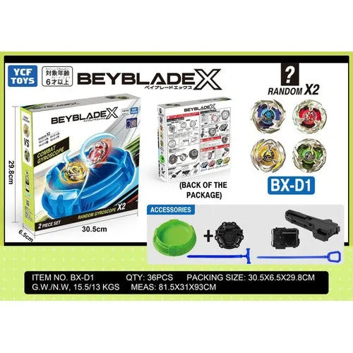 Set of 2 BEYBLADE X Spinning Tops with Super Fast Spinning Spinning Tops with Handle and Large Arena BX D1
