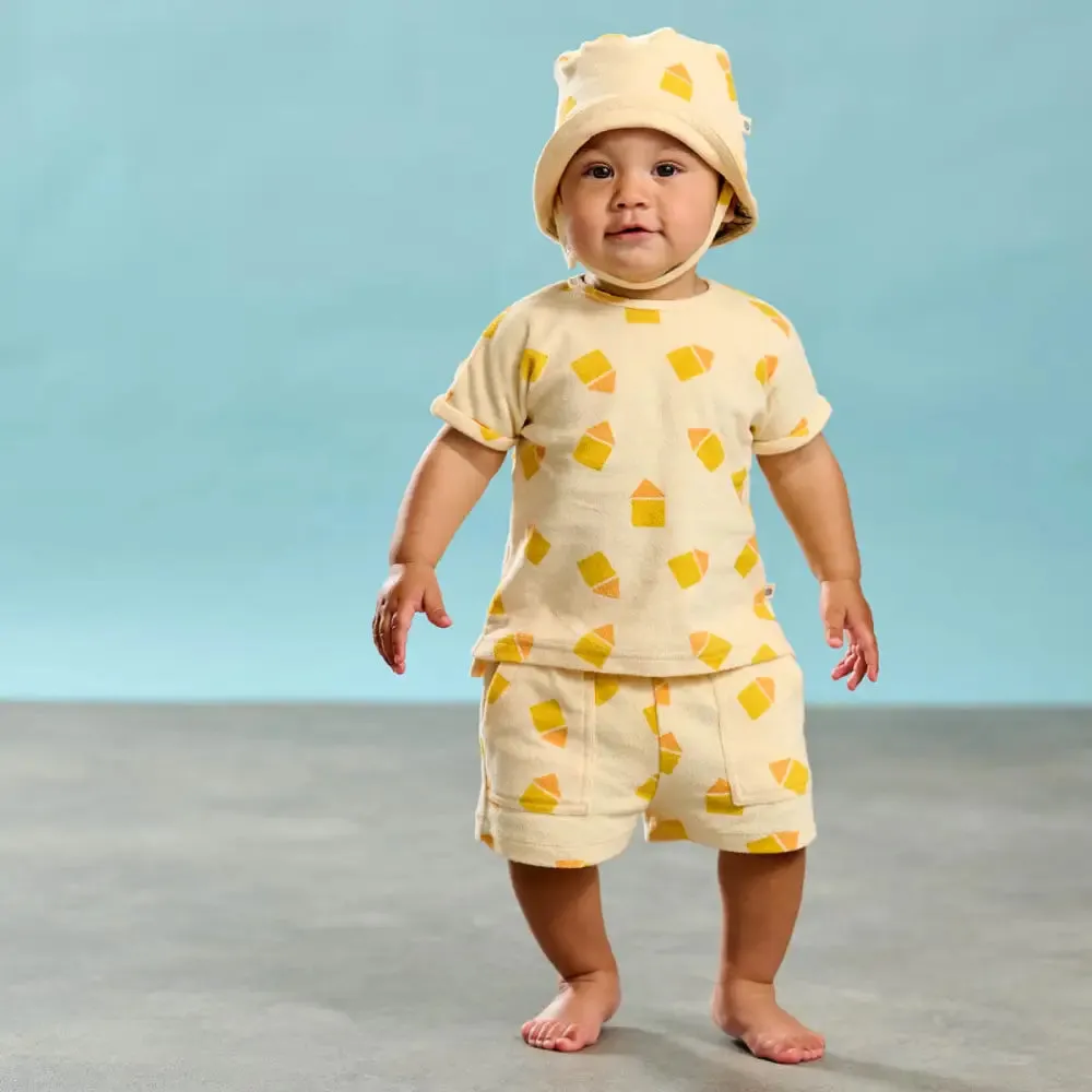 Shoreline - Yellow Beach Hut Towelling Shorts