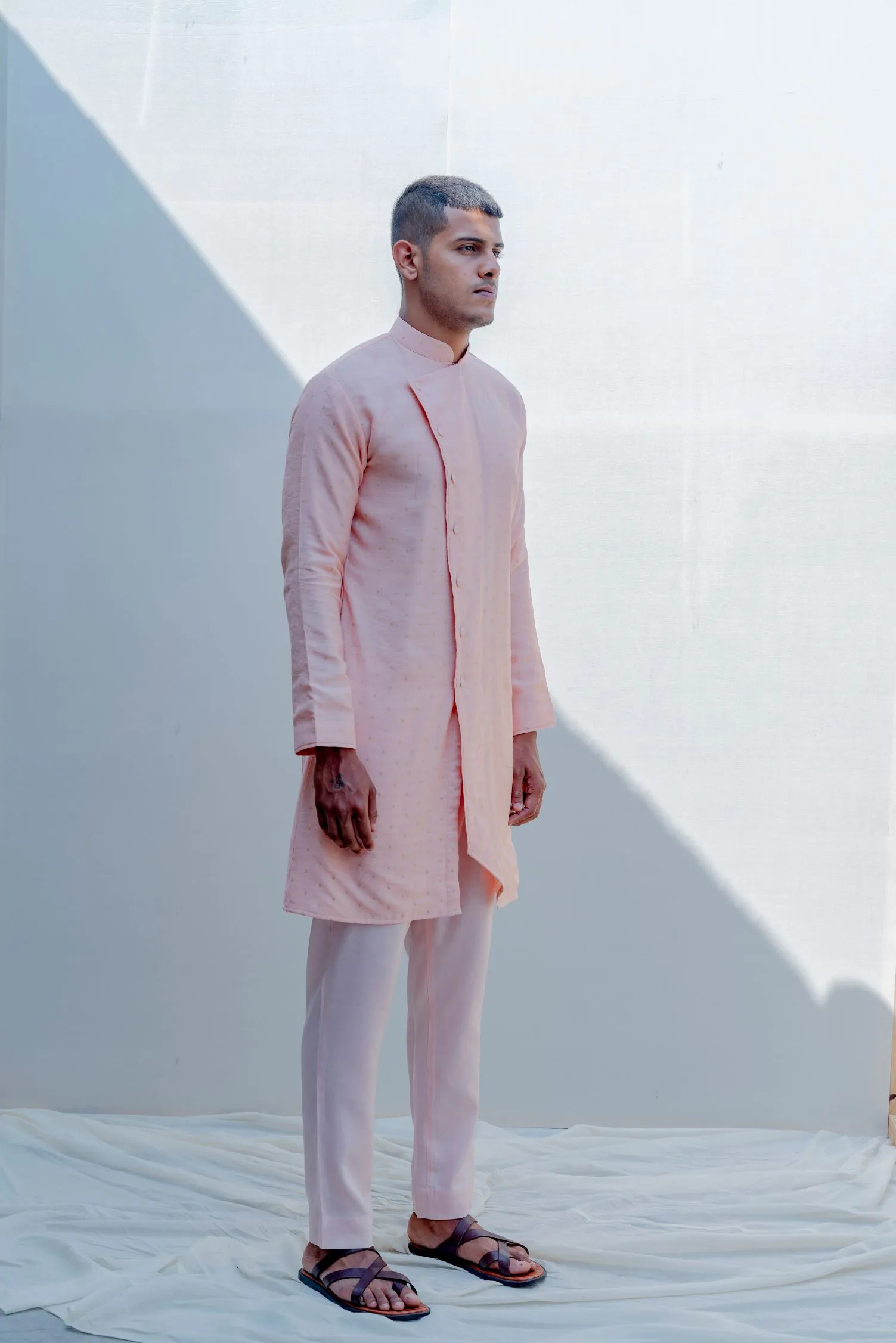Sinti- Peach Asymmetric Kurta Set