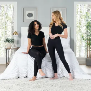 Skin Smoothing Black Opaque Legging Tights- ELLE