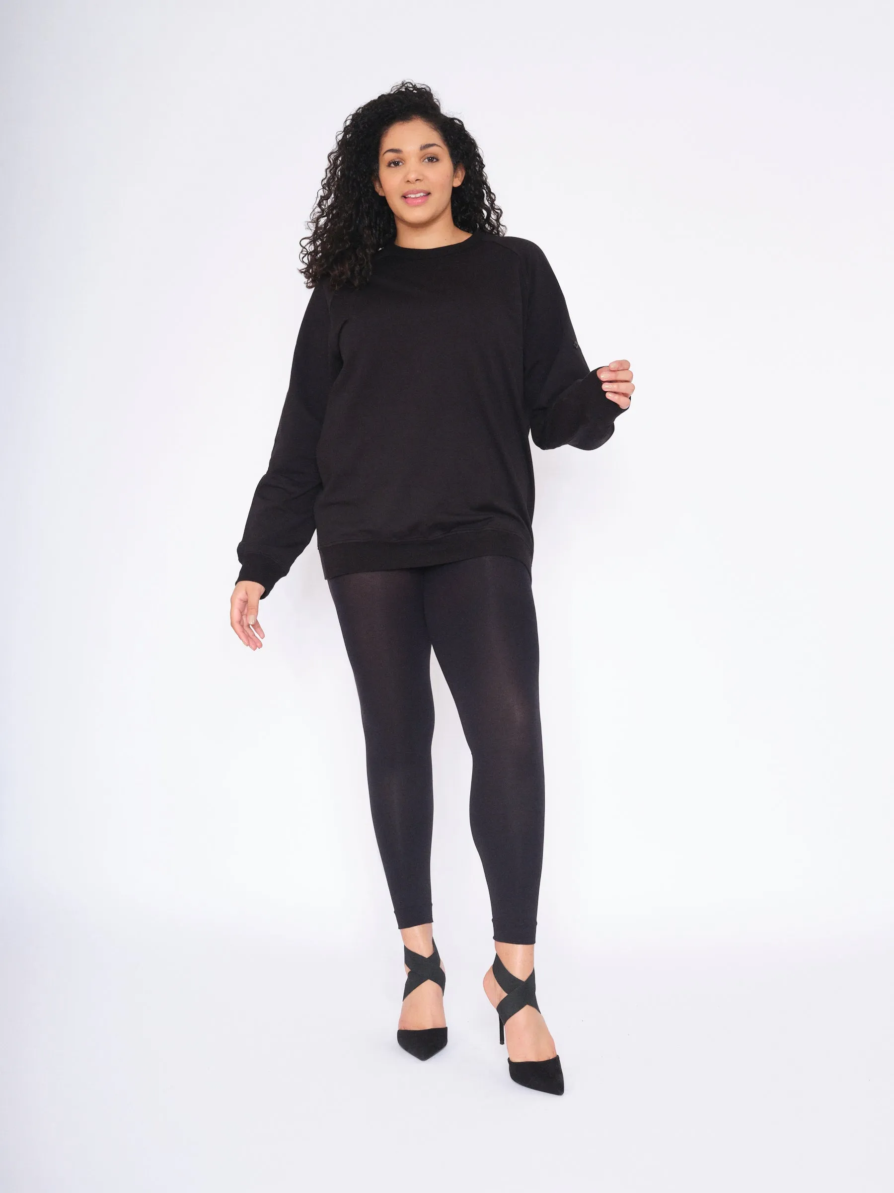 Skin Smoothing Black Opaque Legging Tights- ELLE