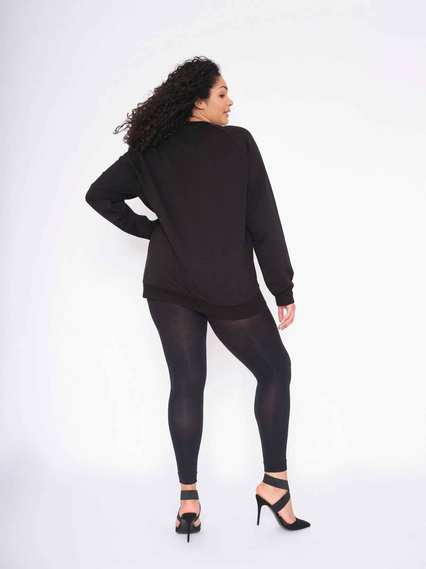 Skin Smoothing Black Opaque Legging Tights- ELLE