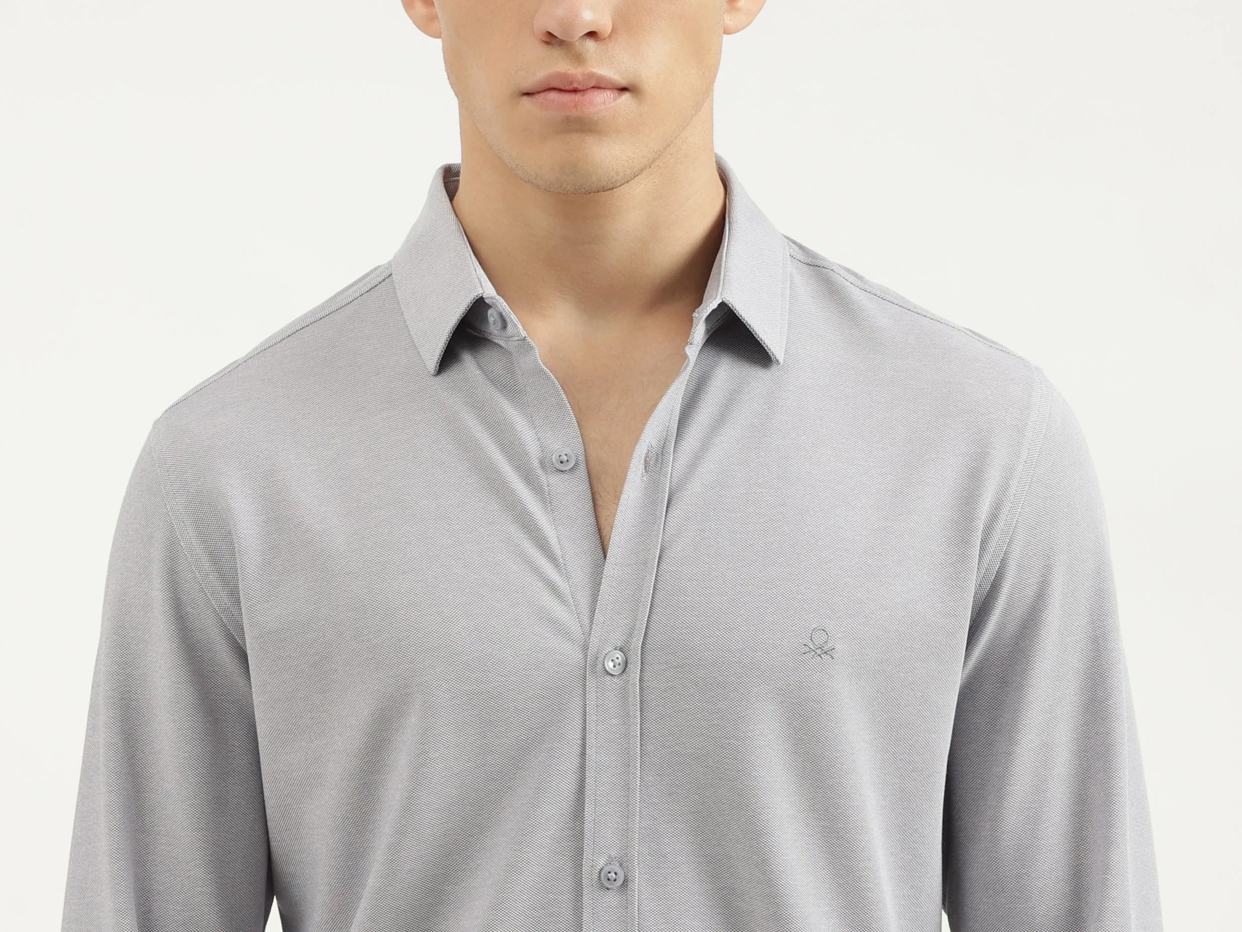 Slim Fit Spread Collar Solid Shirts