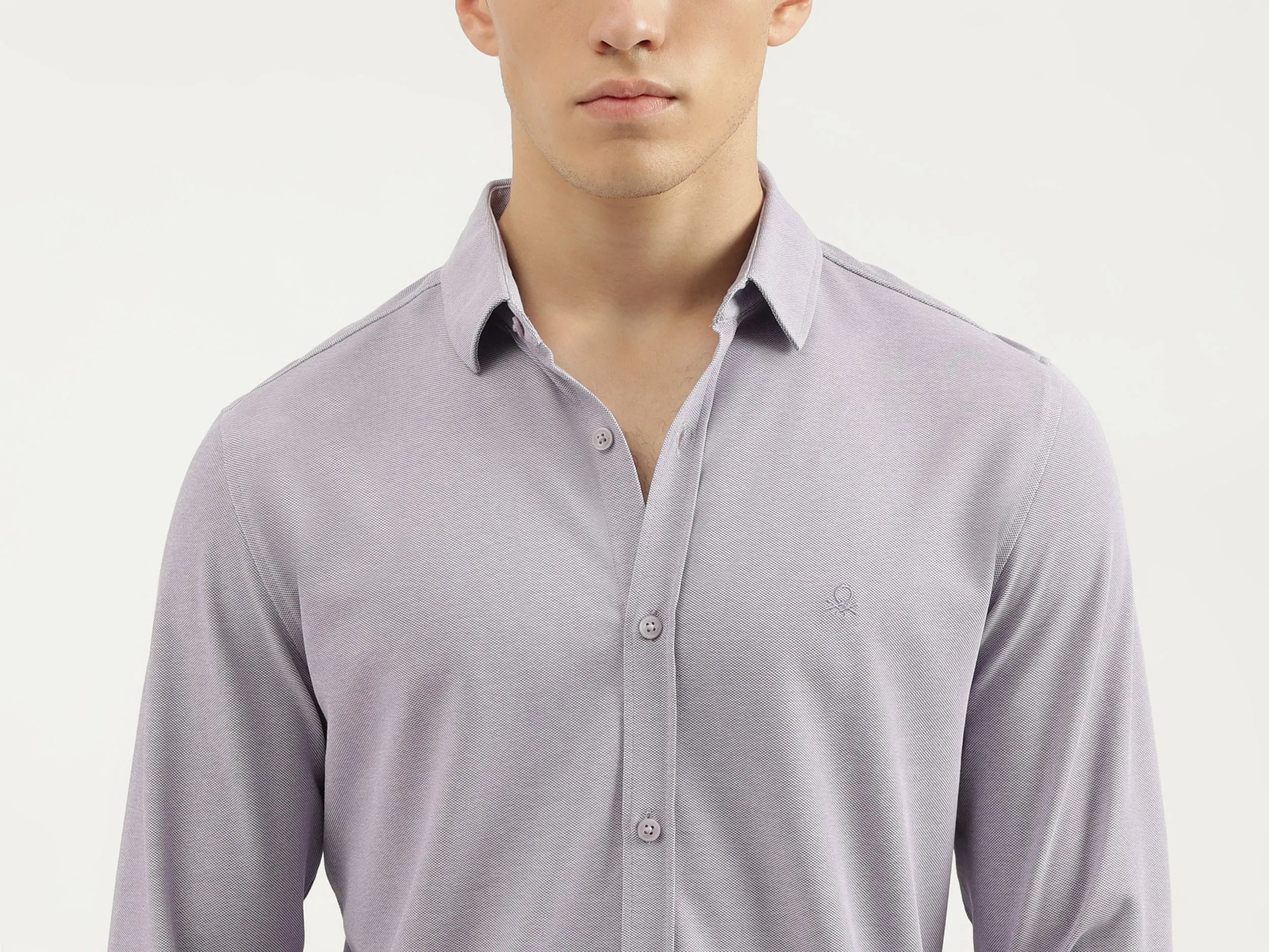 Slim Fit Spread Collar Solid Shirts