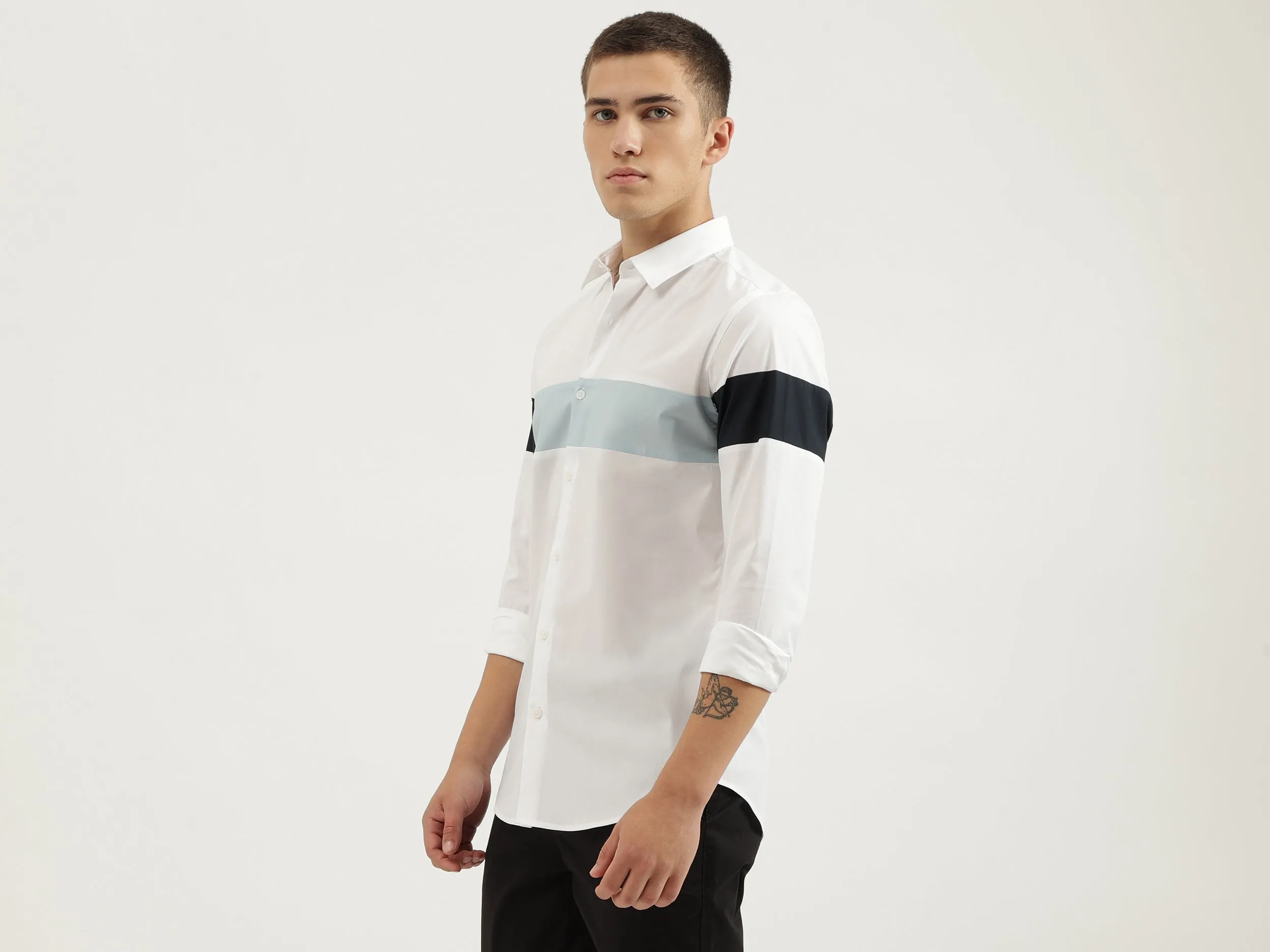 Slim Fit Spread Collar Solid Shirts