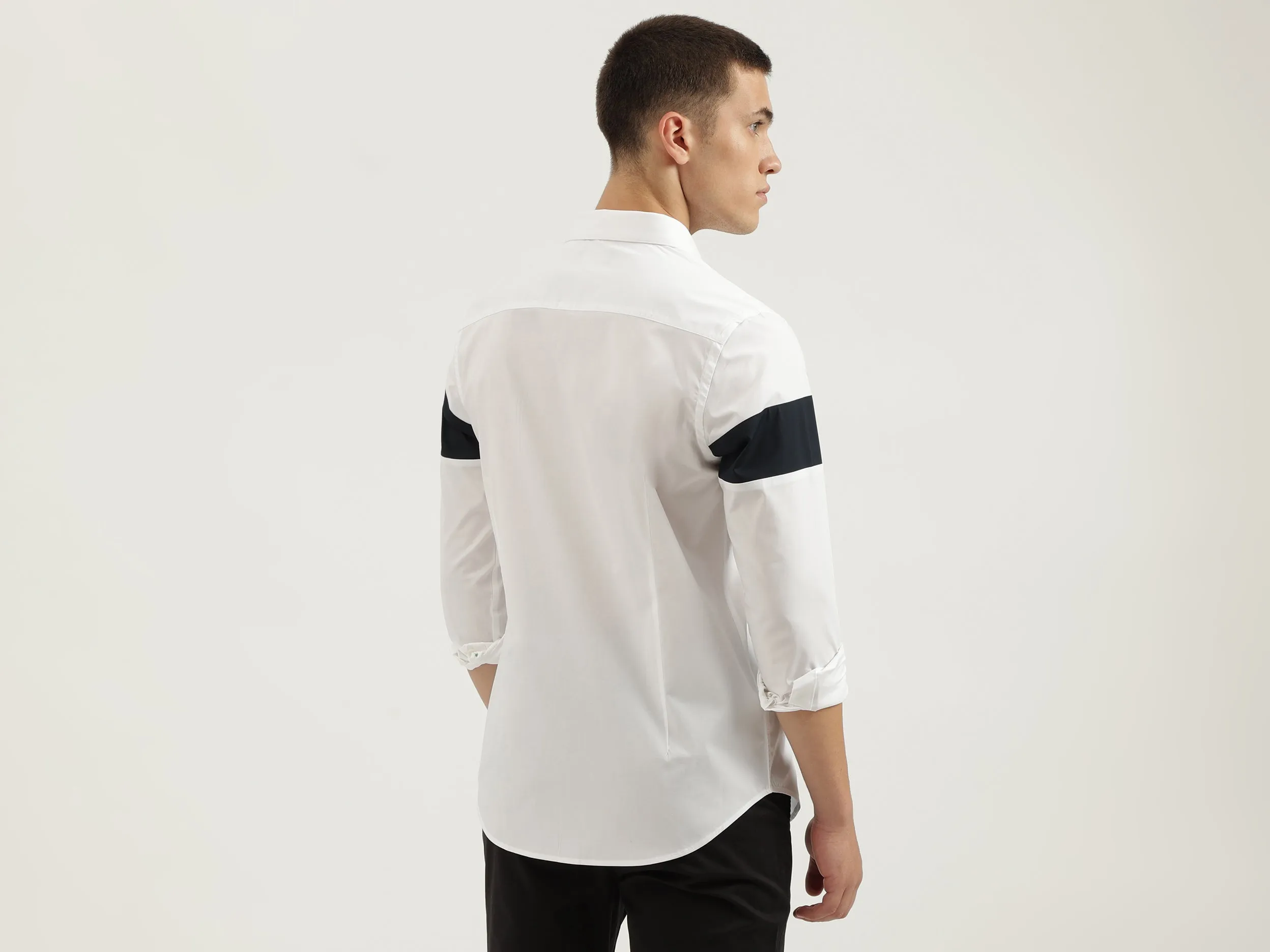 Slim Fit Spread Collar Solid Shirts