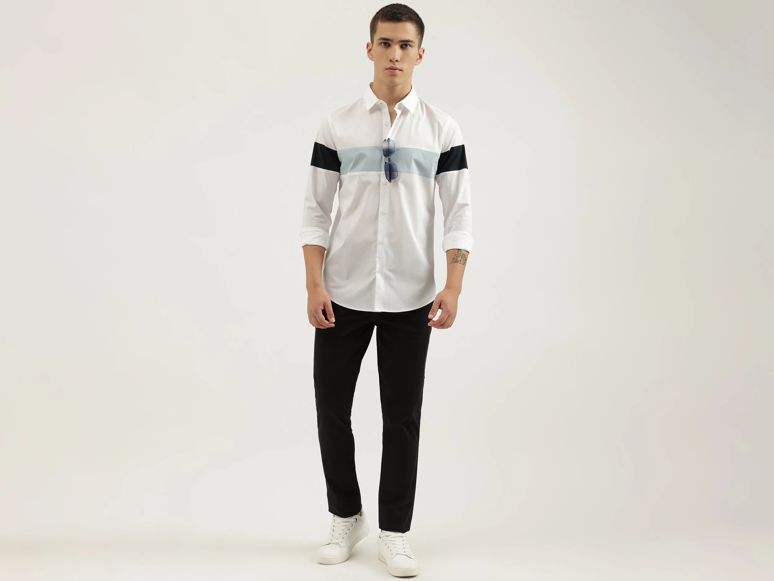 Slim Fit Spread Collar Solid Shirts