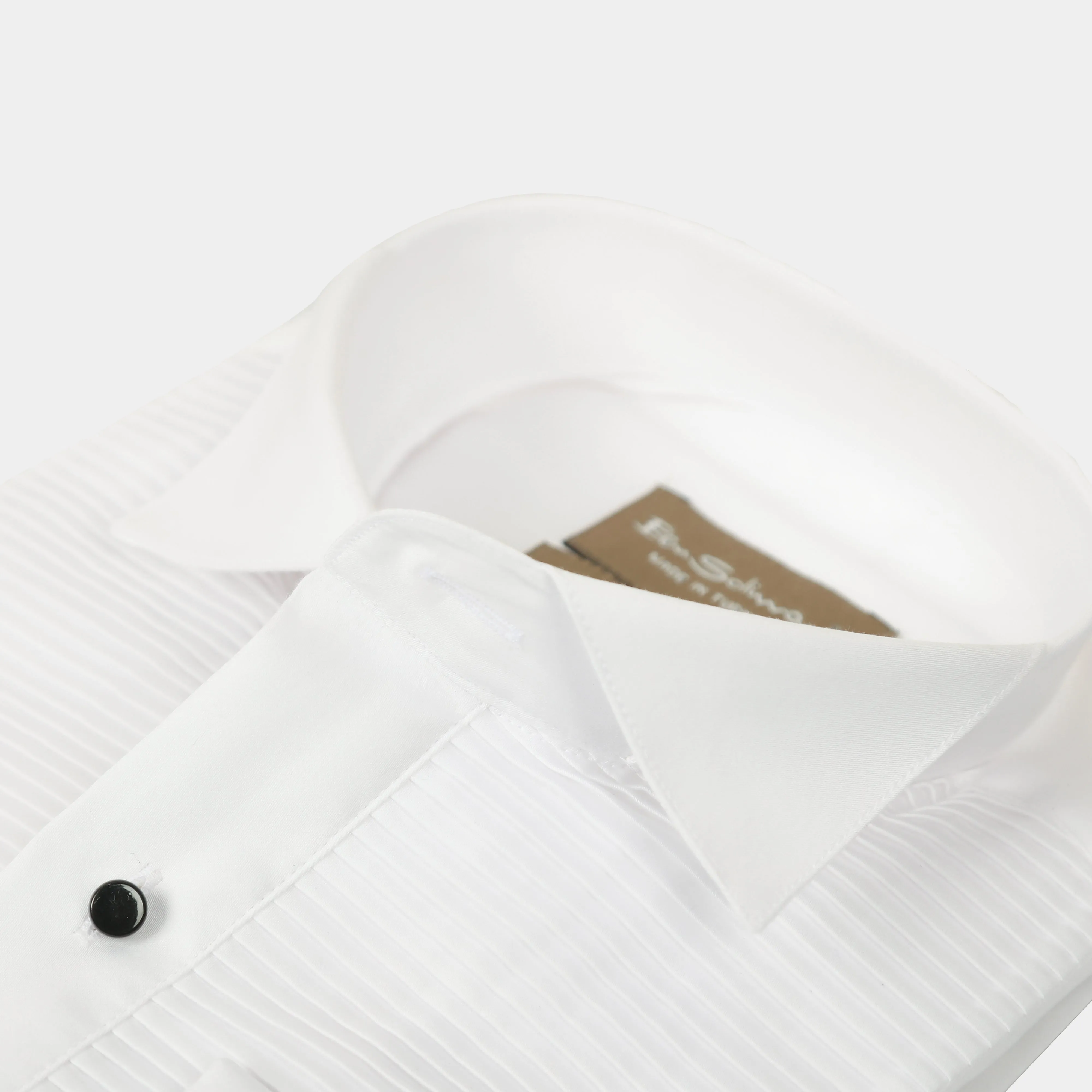 Slim Fit White Pleated Tuxedo Shirt-Turkish Made