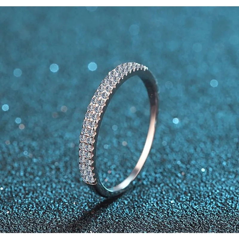 Slim Thin stackable Band Moissanite Band Ring-RM506