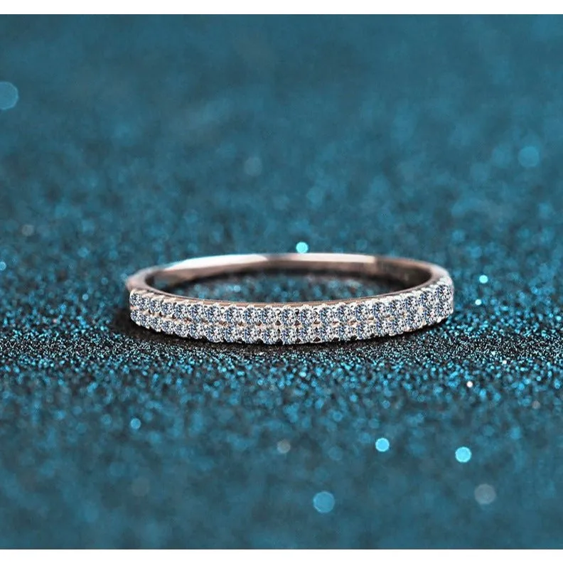 Slim Thin stackable Band Moissanite Band Ring-RM506