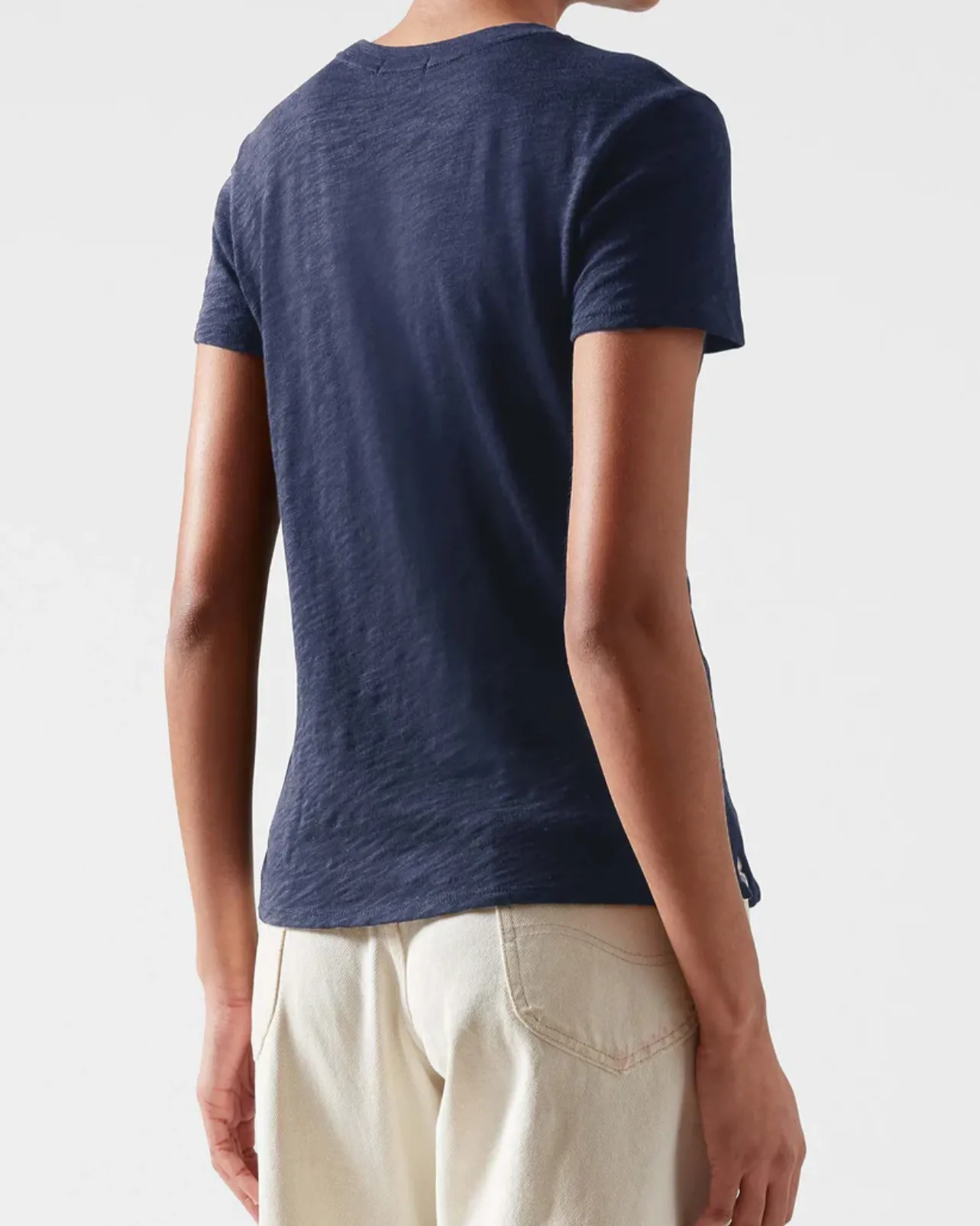 Slub Jersey Schoolboy Crew | White   Midnight   Black