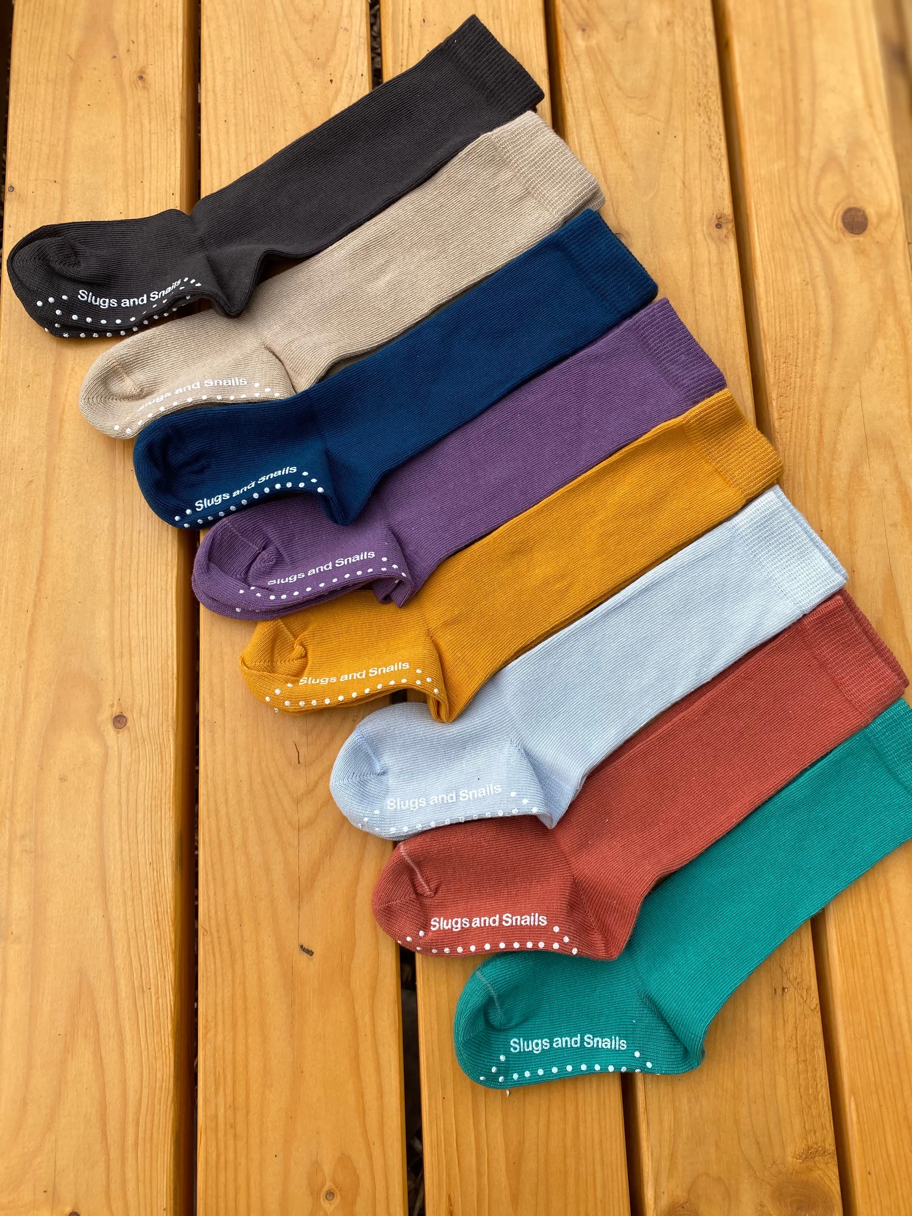 Slugs & Snails - Adult's Knee Socks - Block Colour - Mustard