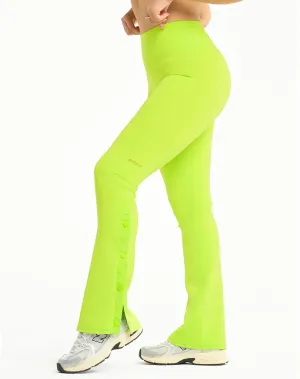 Snap Flare Leggings - Lime Green