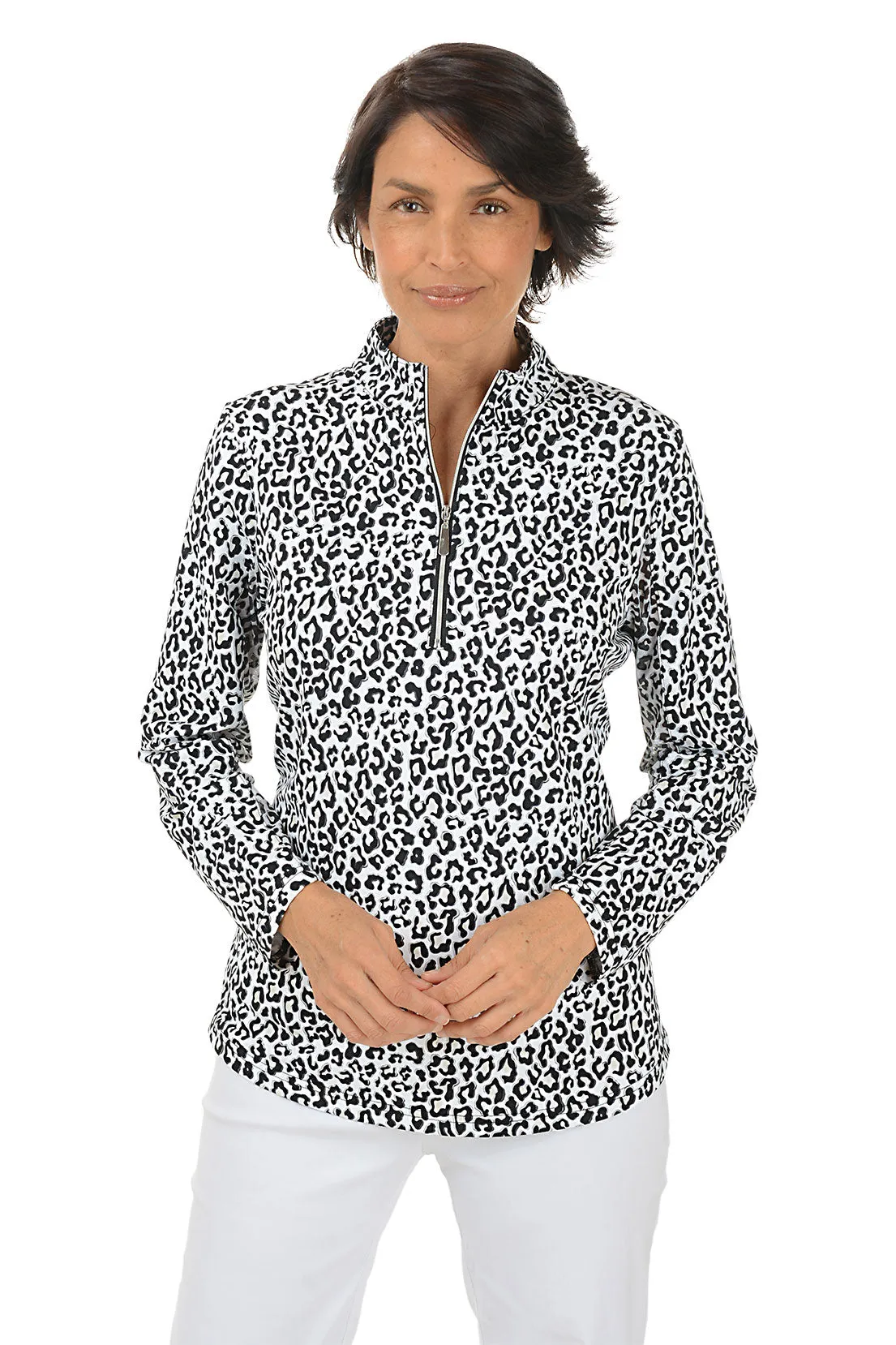 Snow Leopard Cooling UPF50  Mock Neck Top