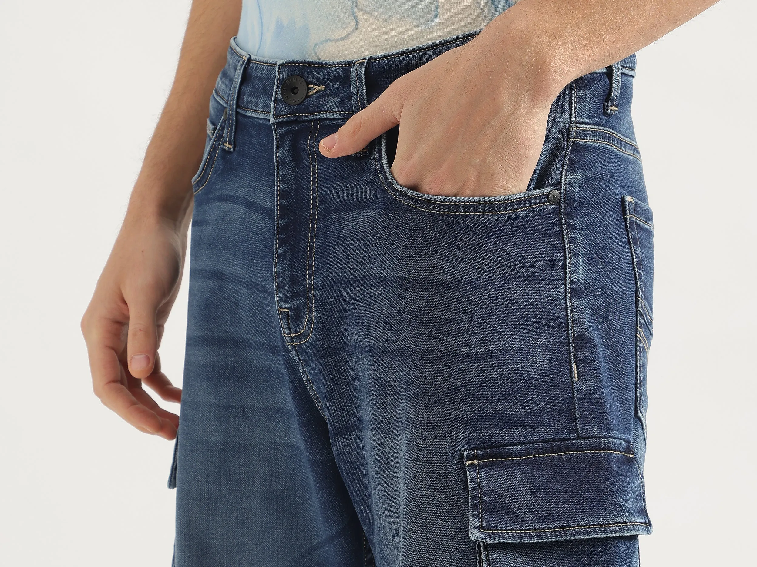 Solid Oversized Fit Denim Shorts