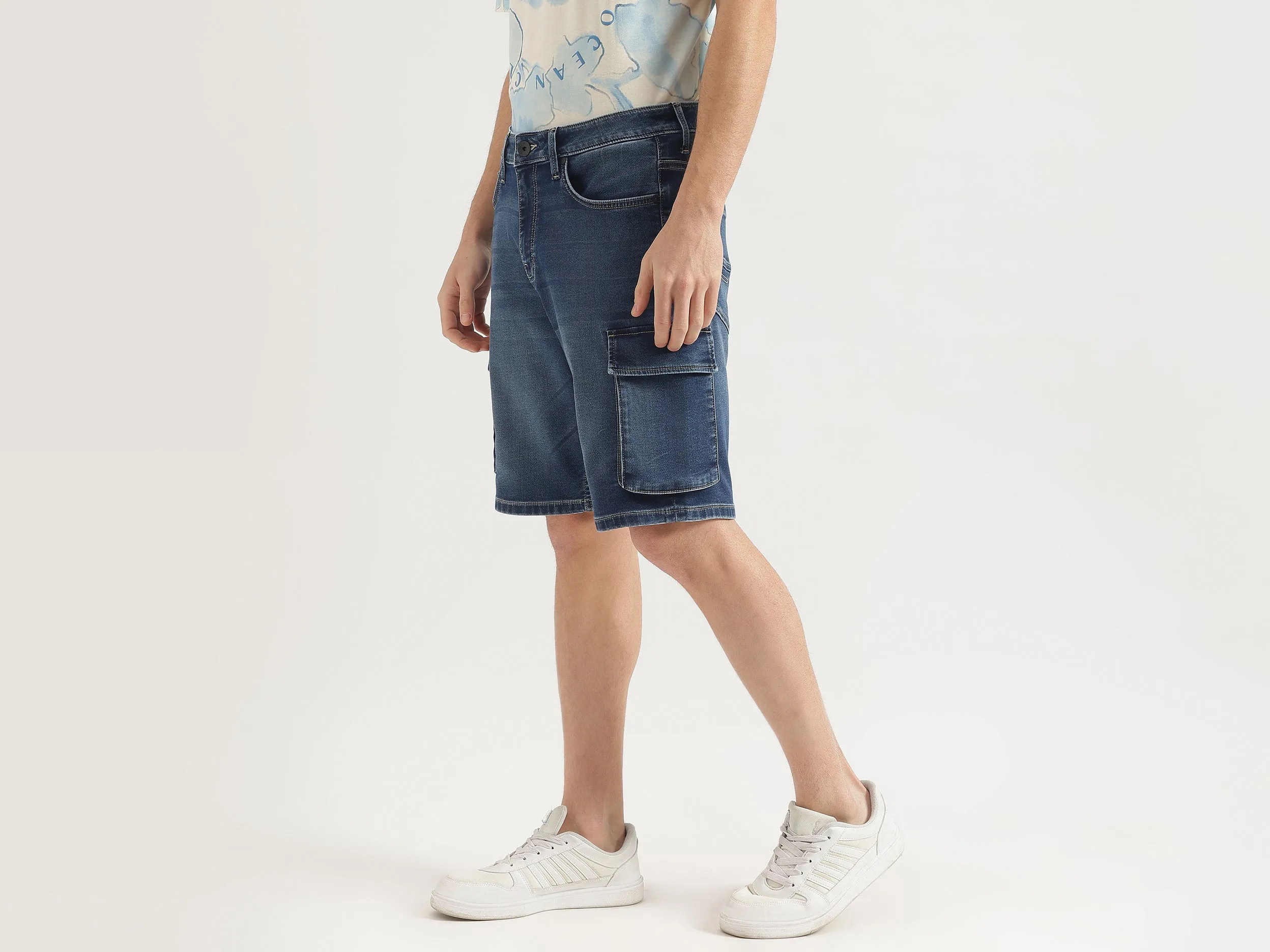 Solid Oversized Fit Denim Shorts