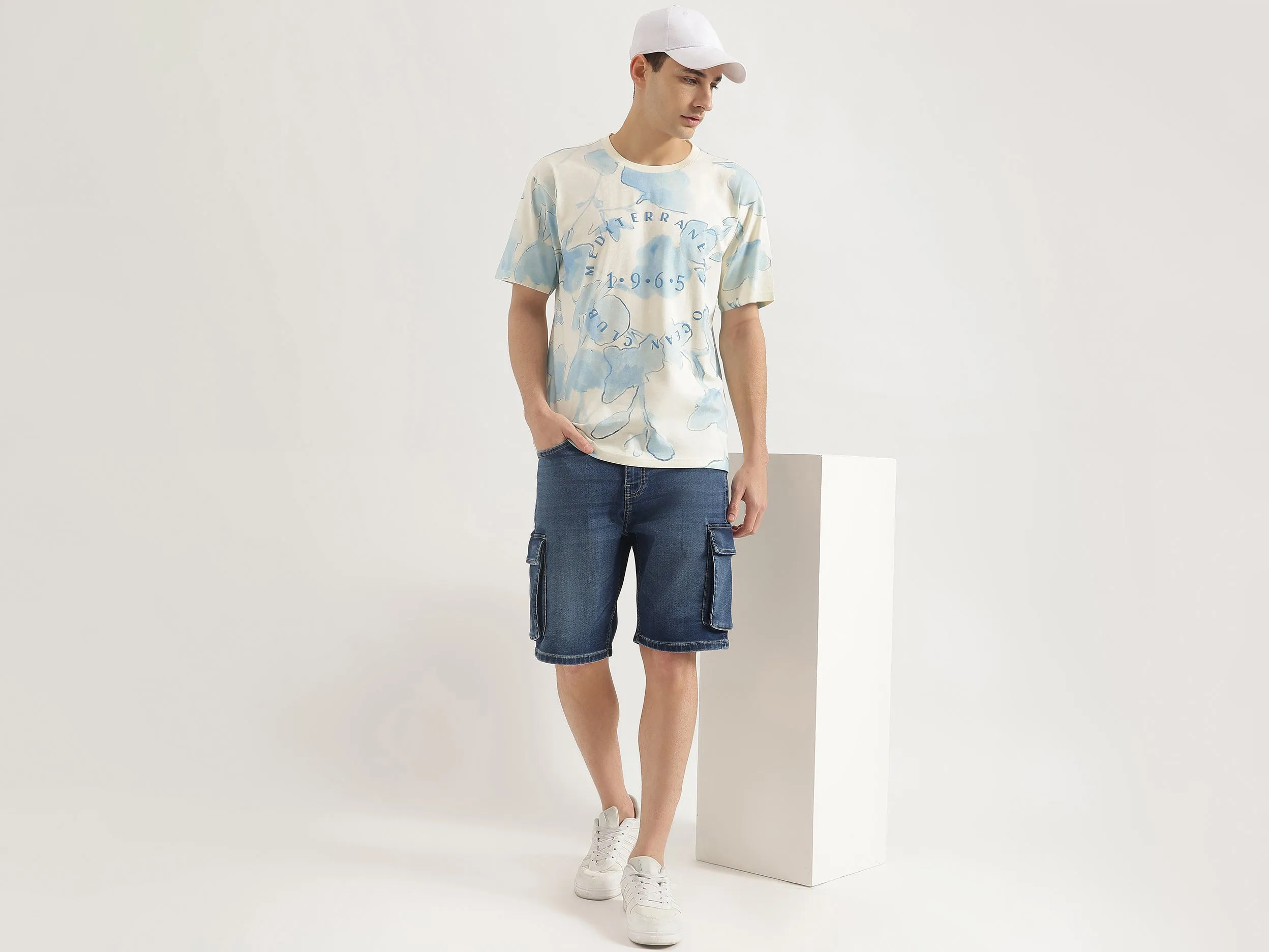 Solid Oversized Fit Denim Shorts
