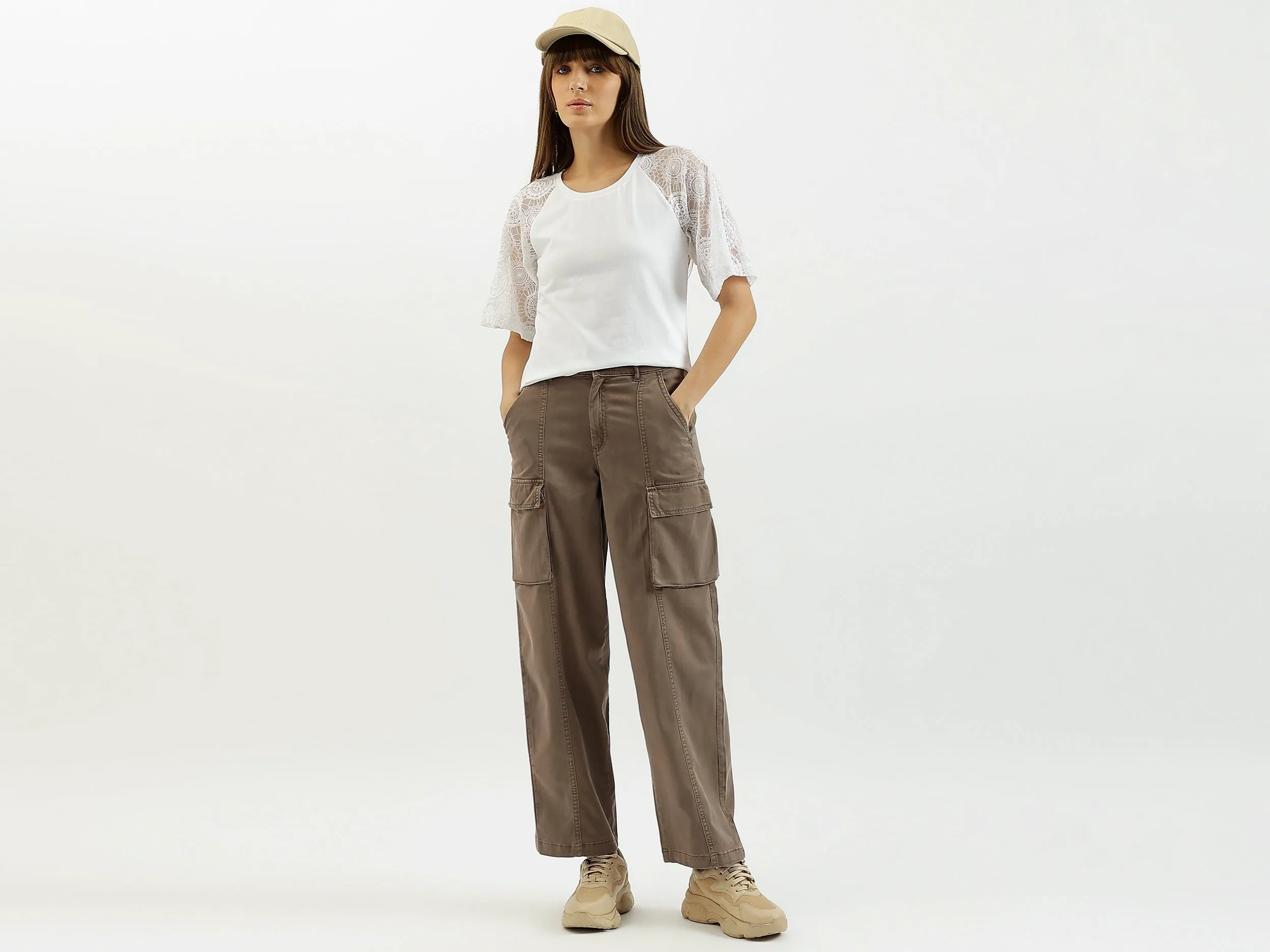 Solid Straight Fit Cargo Pants