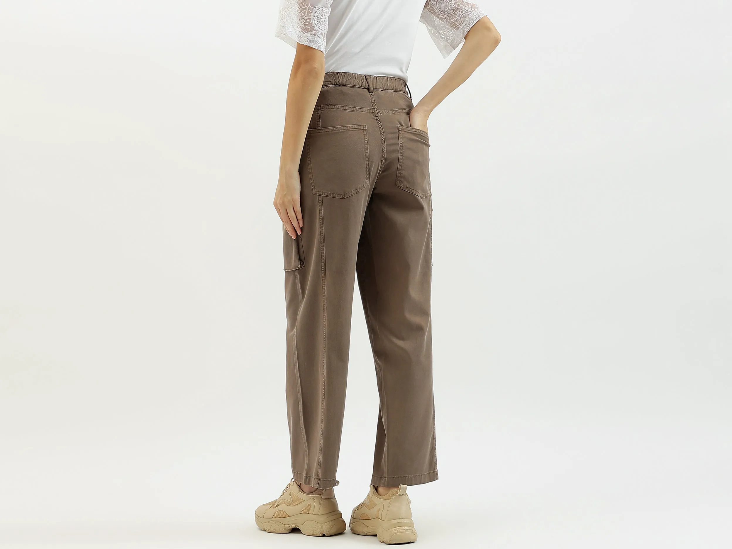 Solid Straight Fit Cargo Pants