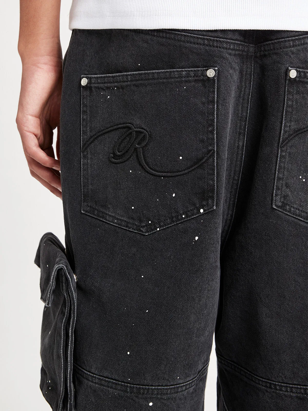 SPLATTER DENIM - WASHED BLACK