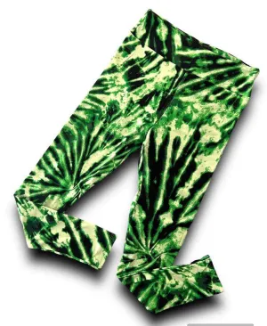 St Patrick's Day 2022 - Leggings - Black Green Tie DYe