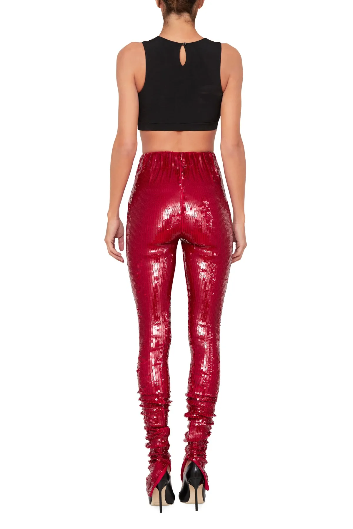 Stretch Sequin Legging With Ankle Zip Up