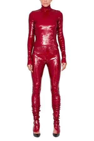Stretch Sequin Legging With Ankle Zip Up